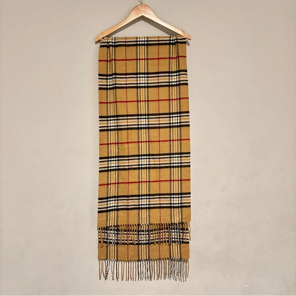 V. FRAAS Beige and Black Checkered Scarf